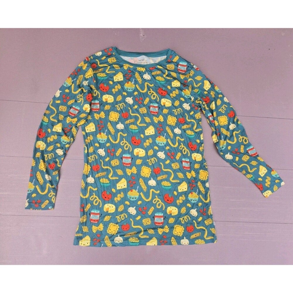 Little Sleepies Pasta Party Men's Pajama Top Sz M Long Sleeve Novelty Print Fun